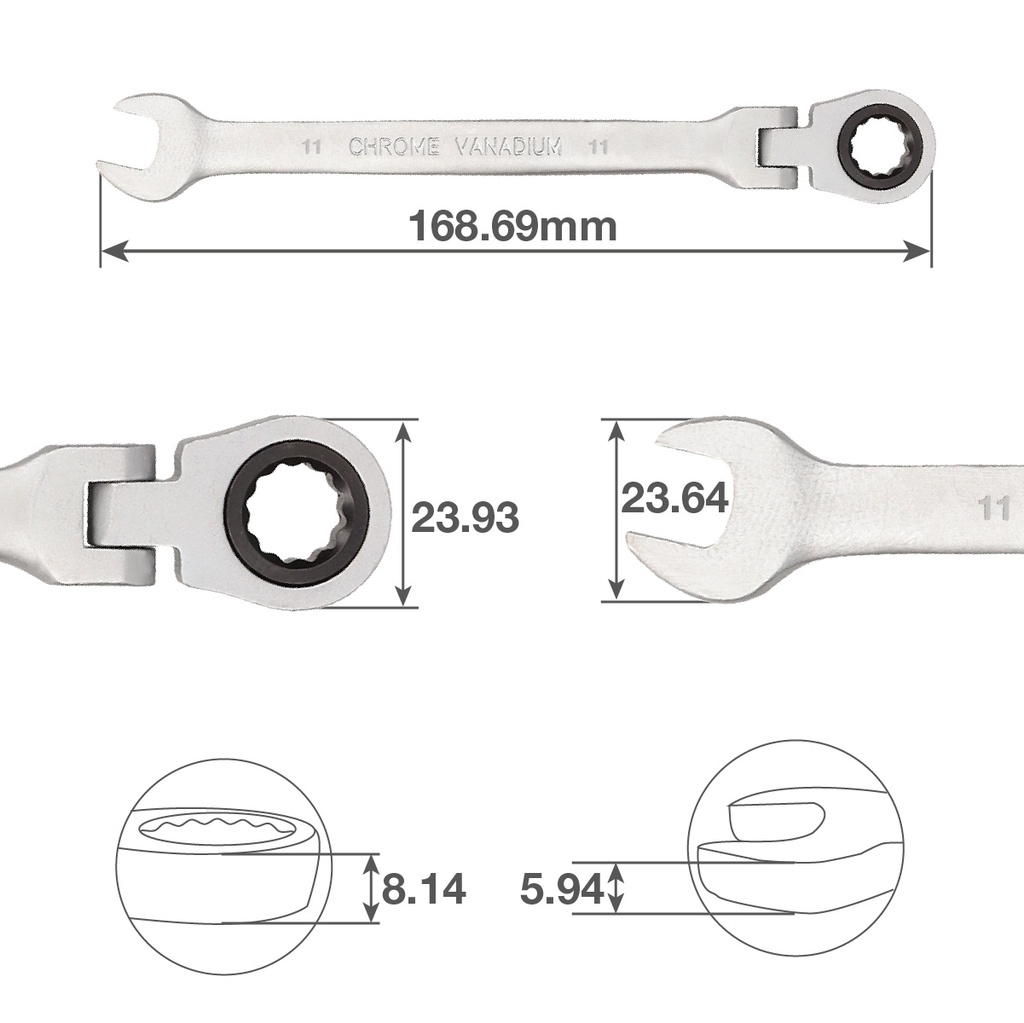 Llave combinada con carraca CR-V 11mm