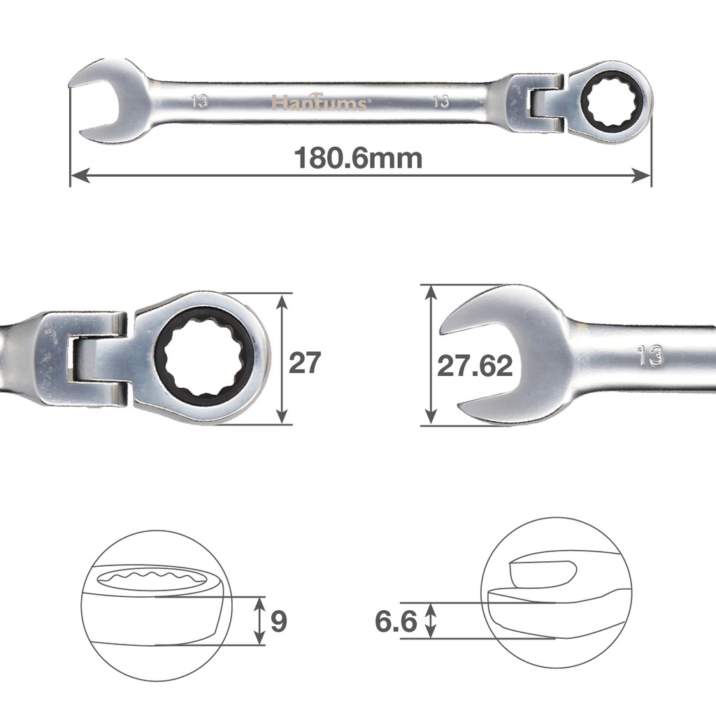 Llave combinada con carraca CR-V 13mm