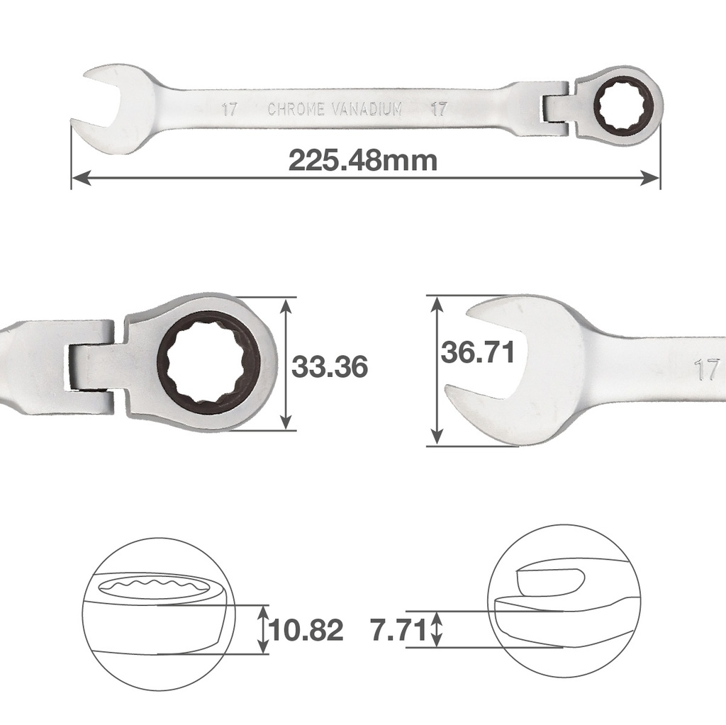 Llave combinada con carraca CR-V 17mm