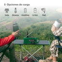 Radio con linterna LED dinamo, solar y recargable USB powerbank 3xAAA 150Lm