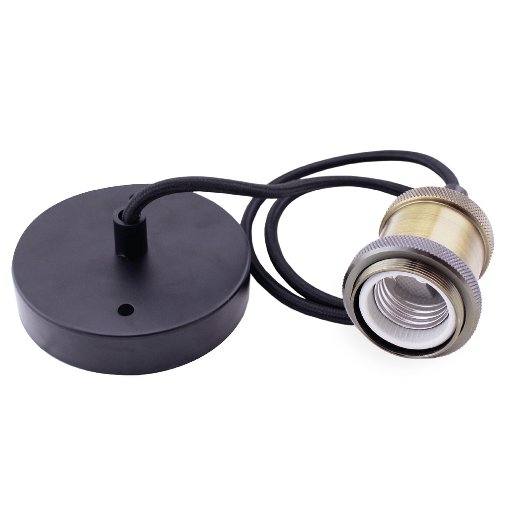 Portalámparas latón colgante E27 1M negro