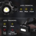 Linterna LED de cabeza con zoom recargable USB 60W + 1,2W