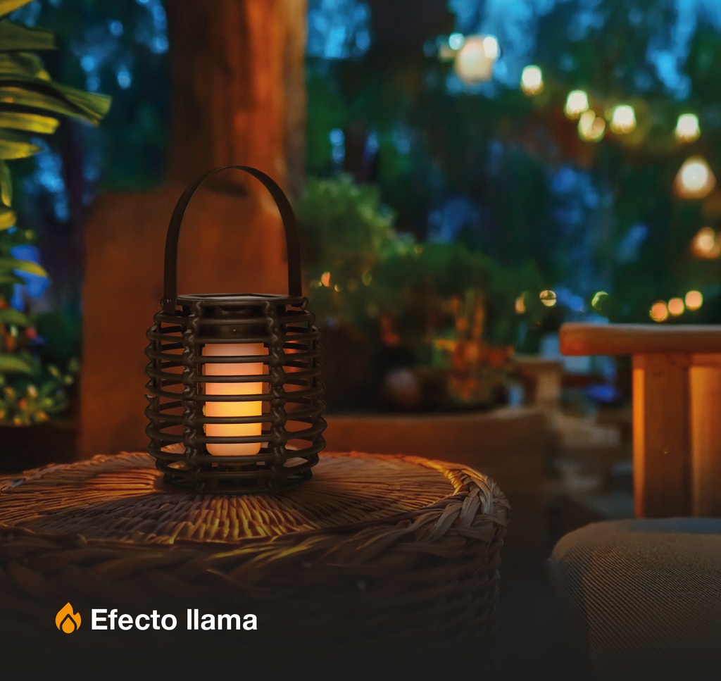 Farolillo solar LED Ahiler Luz cálida Negro 
