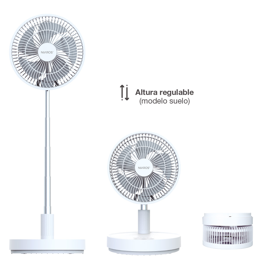 Ventilador portátil de pie Ankro plegable Ø21,5cm 7W Blanco