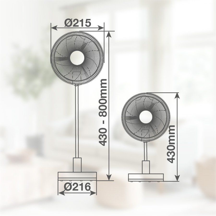 Ventilador portátil de pie Ankro plegable Ø21,5cm 7W Blanco