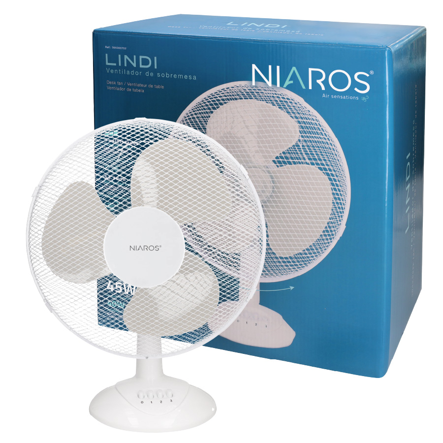 Ventilador sobremesa Lindi Ø43cm 45W Blanco