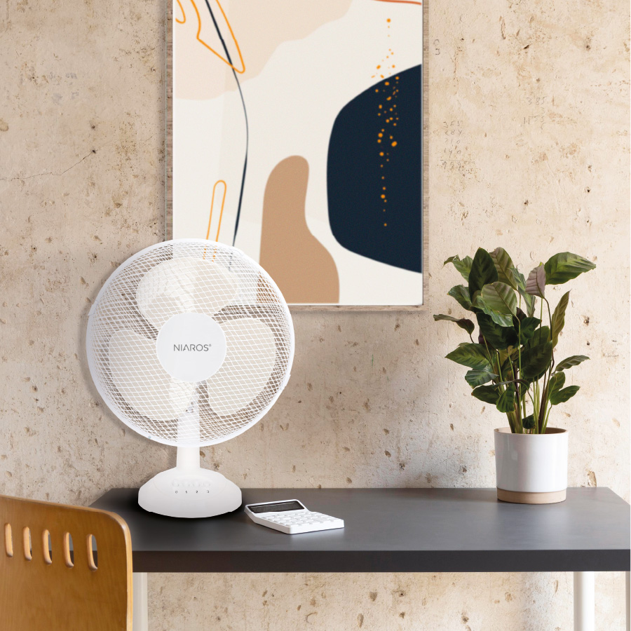 Ventilador sobremesa Lindi Ø43cm 45W Blanco