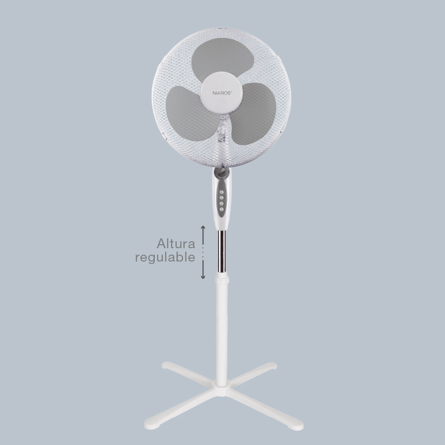 Ventilador de pie Makena con temporizador Ø43cm 45W Blanco 
