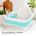 Kit escurreplatos plegable y bandeja con asas
