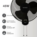 Ventilador de pared Toleni Ø43cm 45W Negro