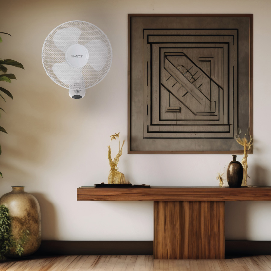 Ventilador de pared Sautar con mando Ø43cm 45W Blanco