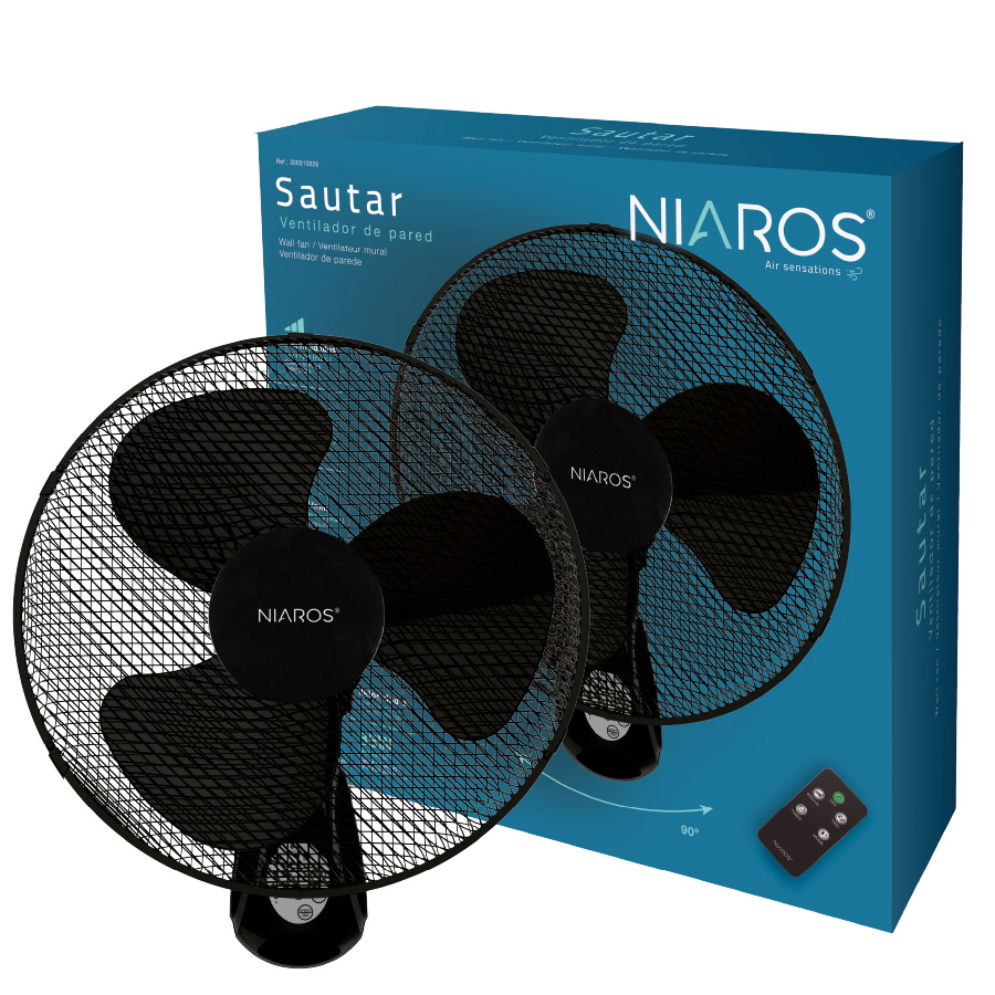 Ventilador de pared Sautar con mando Ø43cm 45W Negro