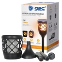 Estaca efecto fuego solar recargable/USB IP65