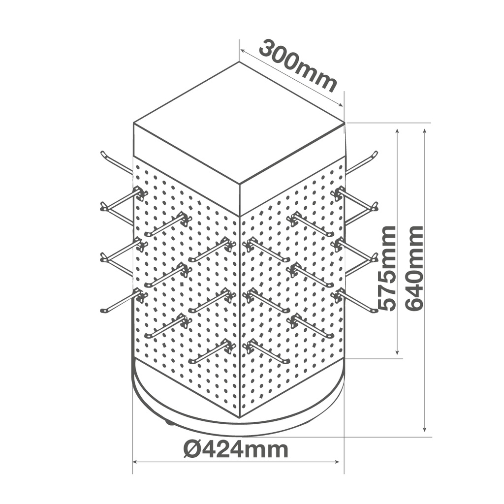 Expositor rotativo Odemis 250x640mm con 36 ganchos