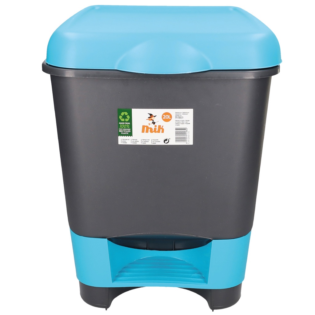 Cubo de basura con pedal 20L Negro/Azul