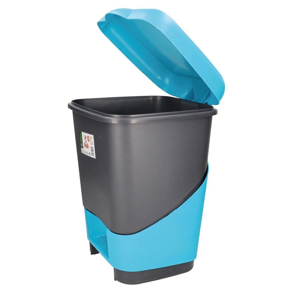 Cubo de basura con pedal 20L Negro/Azul