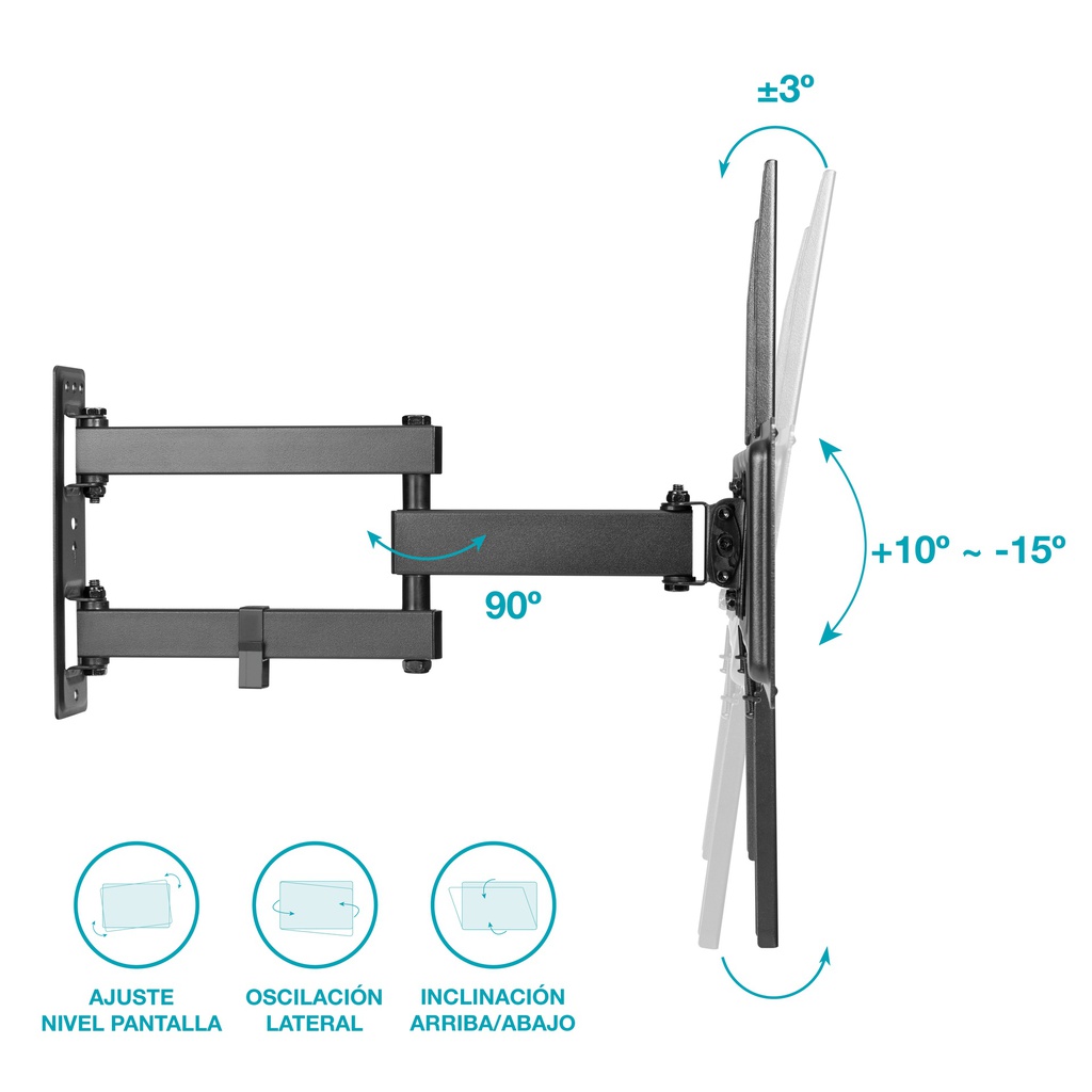 Soporte para TV, de pared, con inclinación, pantallas planas de 37