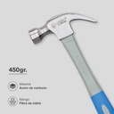 Martillo de encofrador con mango de fibra de vidrio 450gr