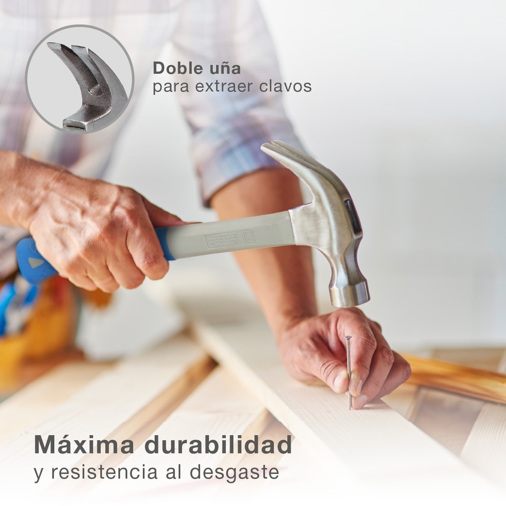 Martillo de encofrador con mango de fibra de vidrio 450gr