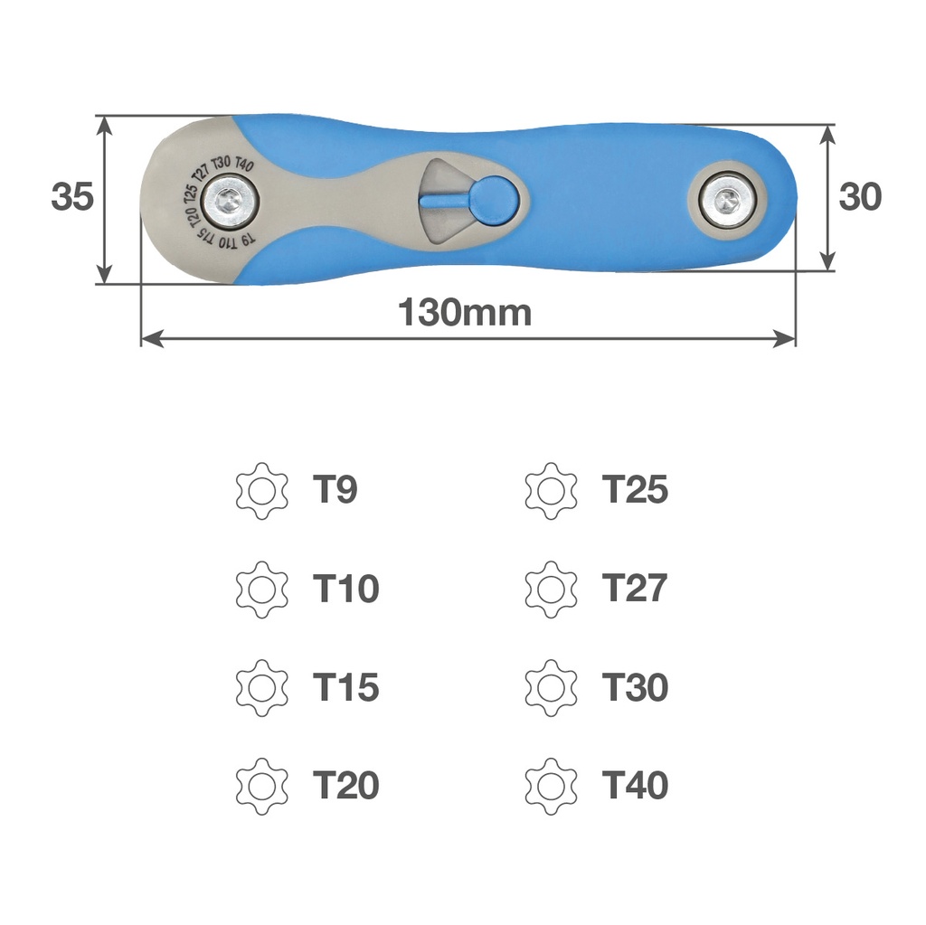 Set 8 llaves torx de T9 a T40