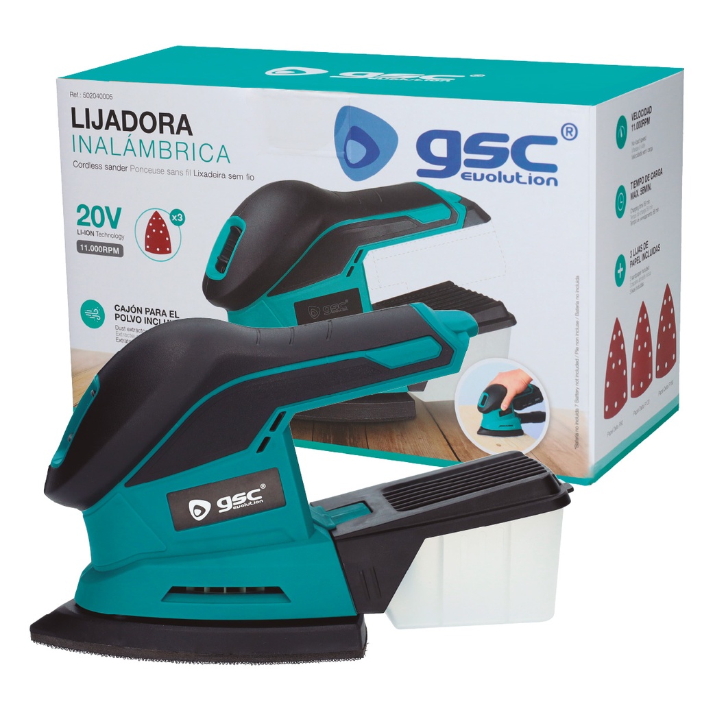 Kit lijadora inalámbrica con batería 20V