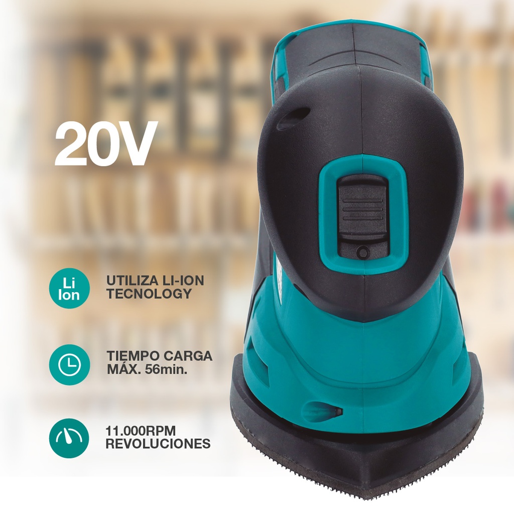 Kit lijadora inalámbrica con batería 20V