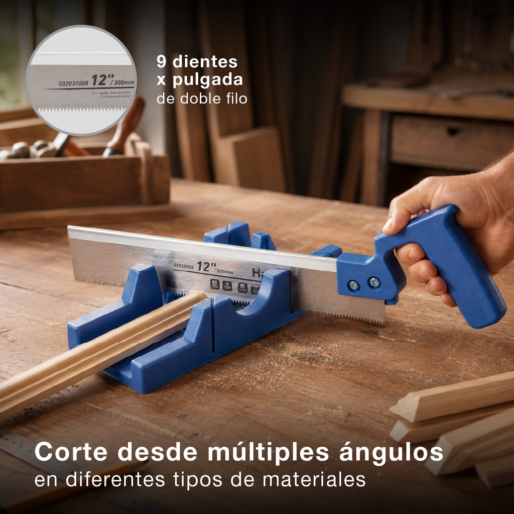 Sierra de costilla con caja de ingletes