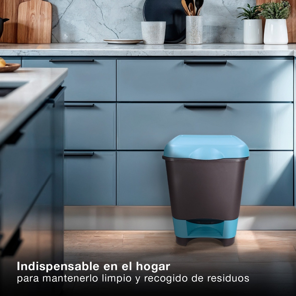 Cubo de basura con pedal 20L Negro/Azul