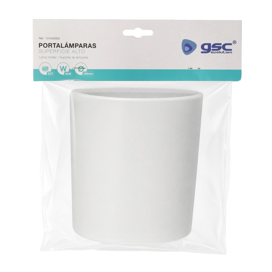 Portalámparas superficie alto E27 Blanco 