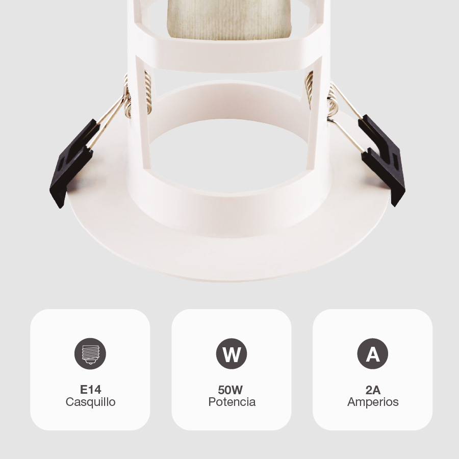 Portalámparas empotrable Ø95mm E14 Blanco 