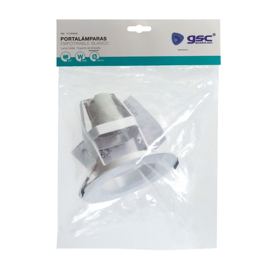Portalámparas empotrable Ø120mm E27 Blanco 