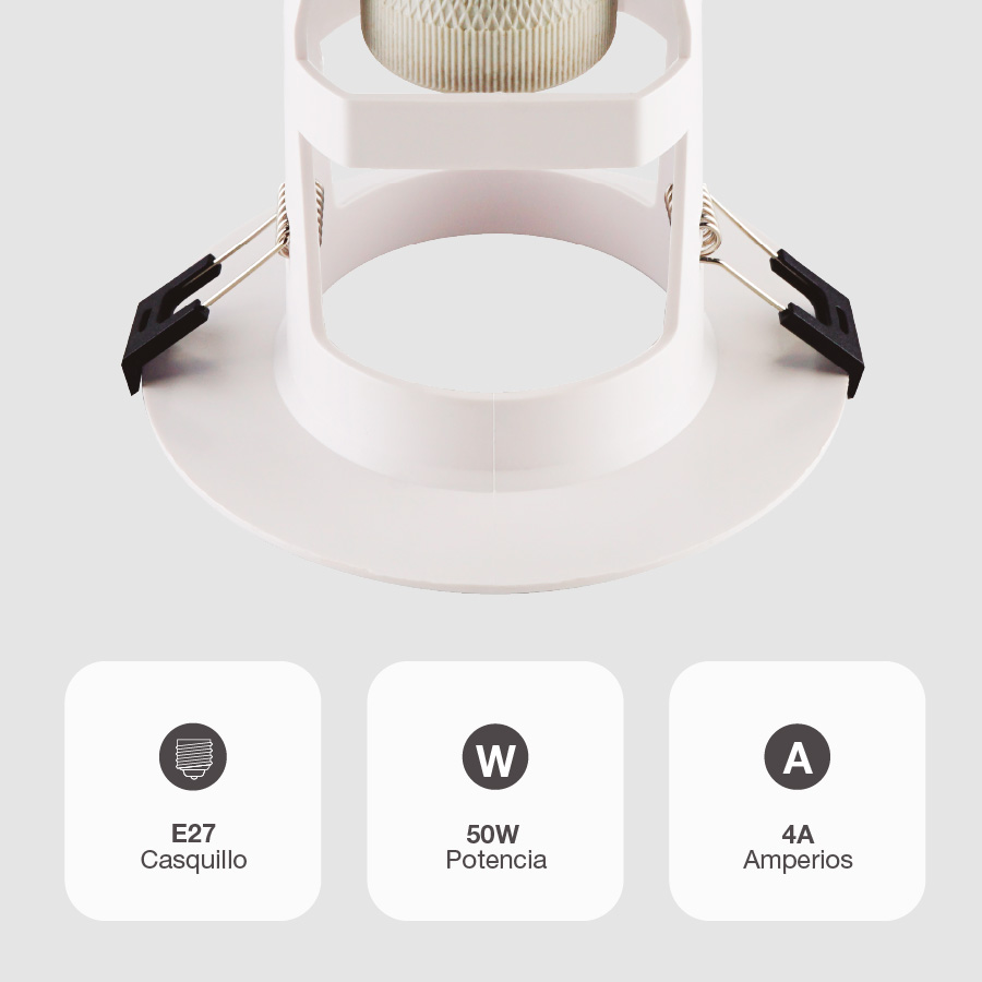 Portalámparas empotrable Ø120mm E27 Blanco 
