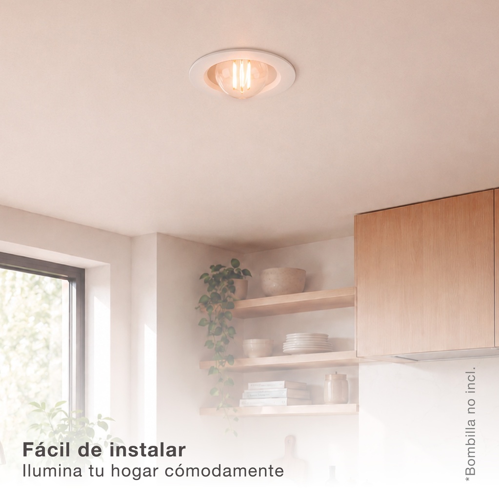 Portalámparas empotrable Ø120mm E27 Blanco 