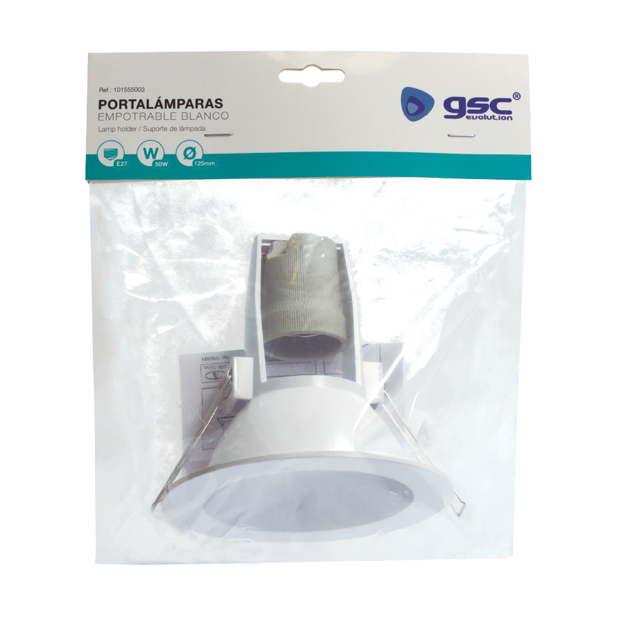 Portalámparas empotrable Ø125mm E27 Blanco 