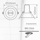 Portalámparas empotrable Ø125mm E27 Blanco 