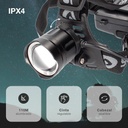 Linterna de cabeza LED con zoom recargable USB 1000lm