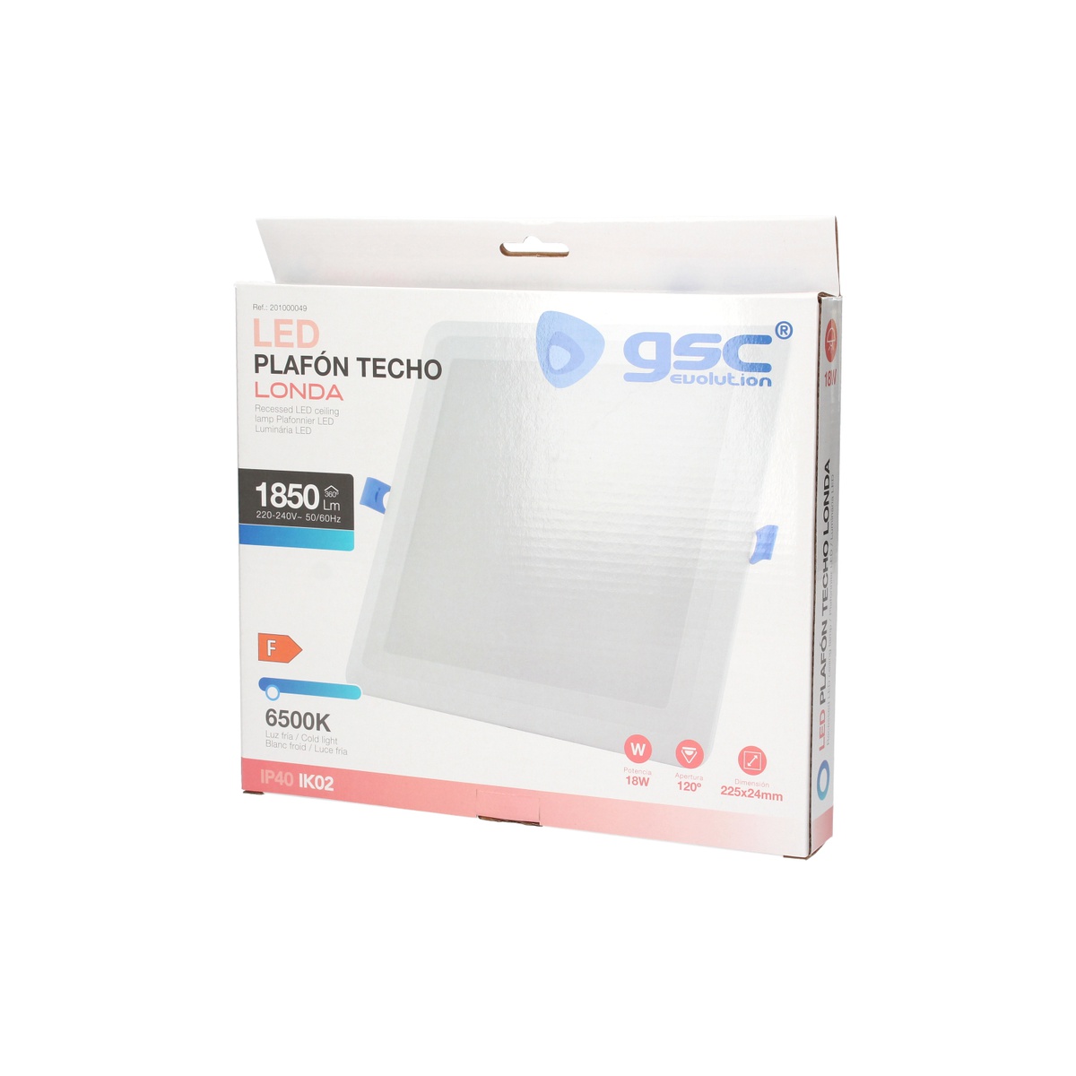 Downlight empotrable LED cuadrado Londa 18W 6500K Blanco
