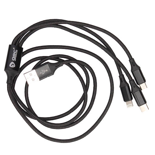 Cable USB macho a multicarga (micro USB macho, tipo C, iPhone)