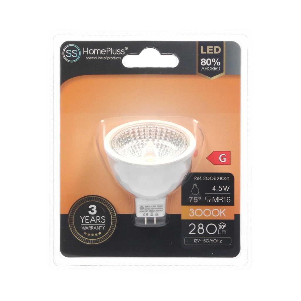 Lampara dicroica COB LED 5W MR16 3000K - 12u caja exp