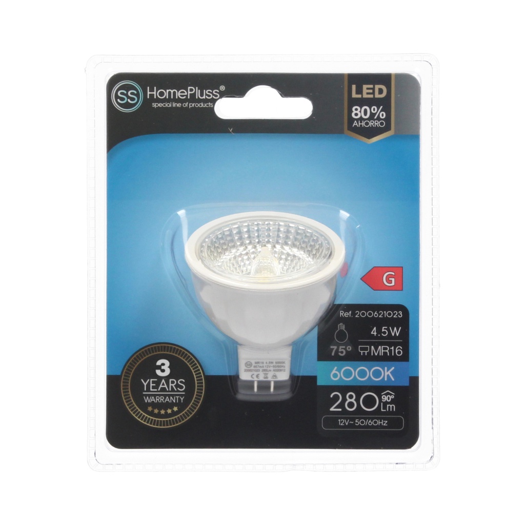Lampara dicroica COB LED 5W MR16 6000K - 12u caja exp