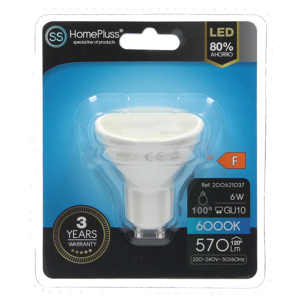 Lampara dicroica 6W GU10 120º 6000K - 12u caja exp