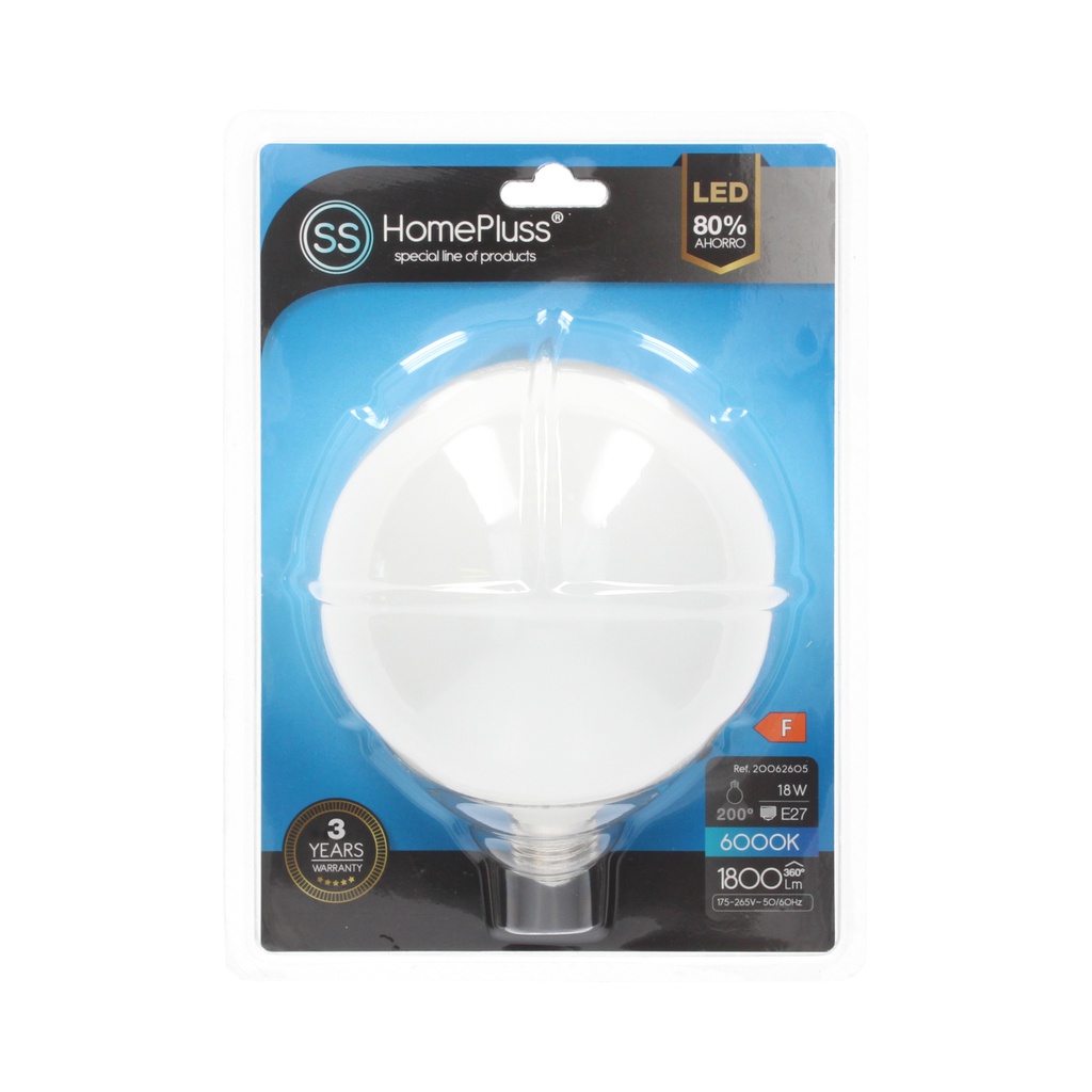 Lampara globo G120 18W E27 6000K - 6u caja exp