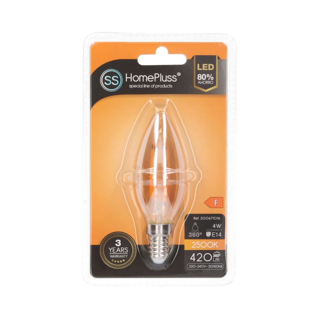 Lámpara Filamento LED Vela Opaca 4W E14 3000K - 12u c.exp.