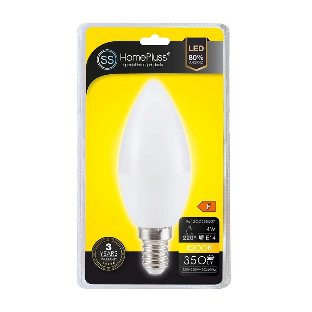 Lampara vela 4W E14 4200K -12u caja exp