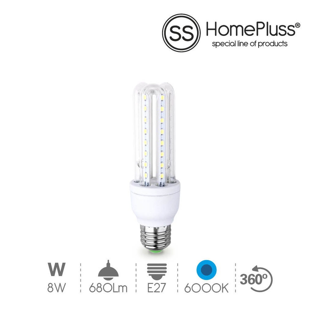 Lampara 3U 8W E27 6000K - 6u caja exp