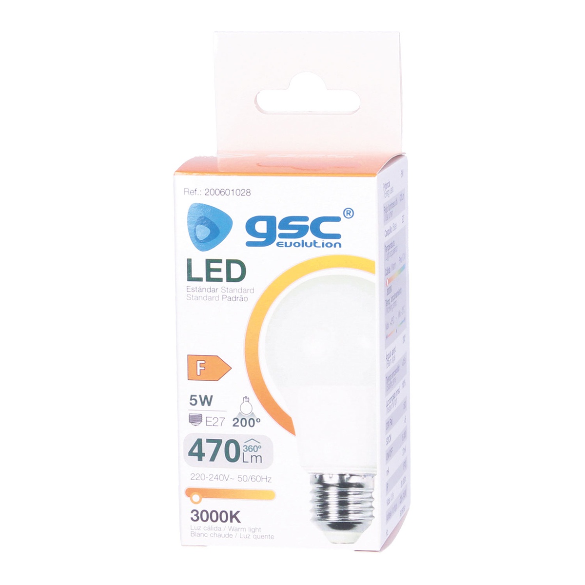 Lámpara LED estándar A60 5W E27 3000K