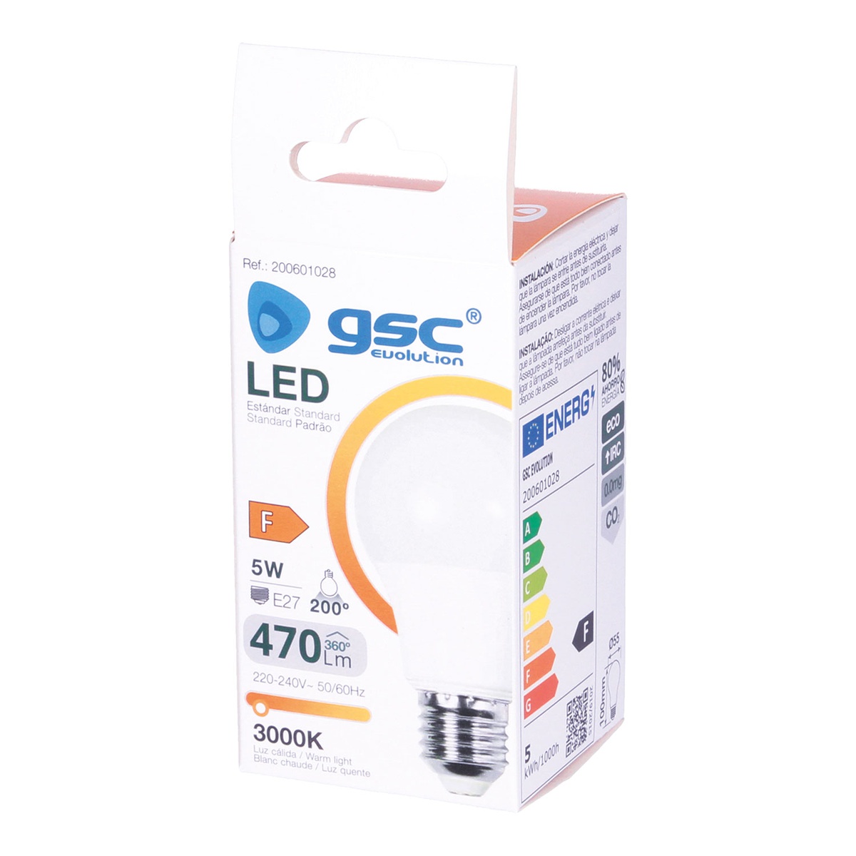 Lámpara LED estándar A60 5W E27 3000K