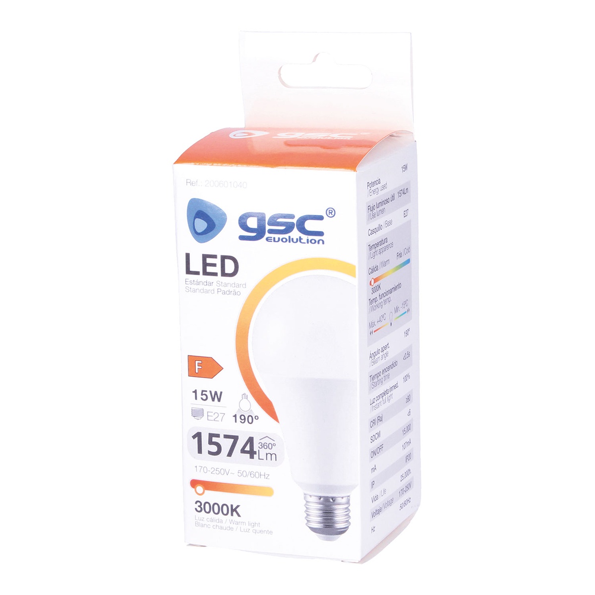 Lámpara LED estándar A60 15W E27 3000K