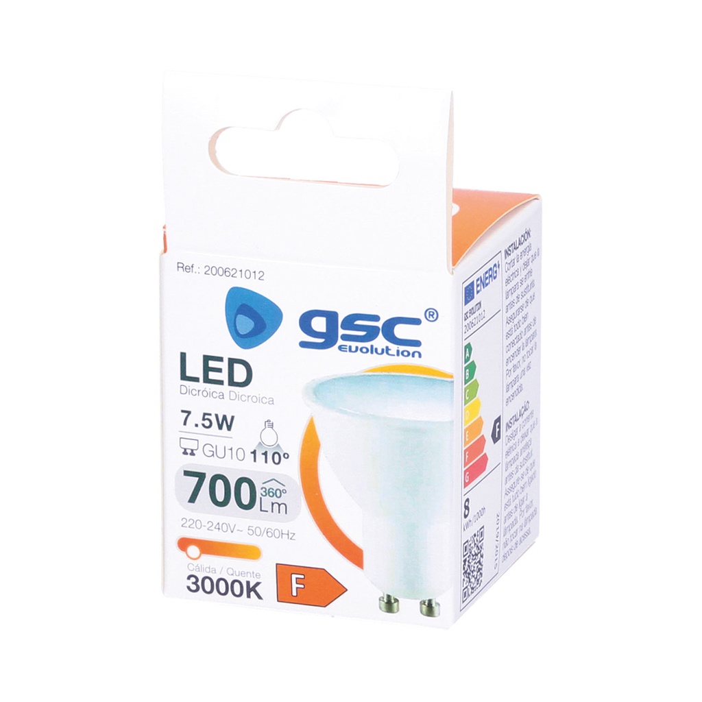 Lámpara LED dicroica 7,5W GU10 3000K