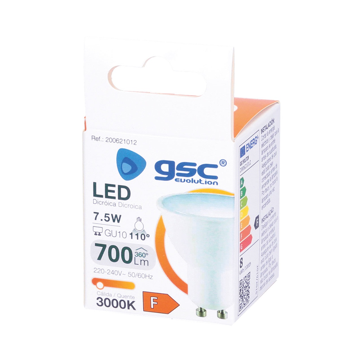 Lámpara LED dicroica 7,5W GU10 3000K